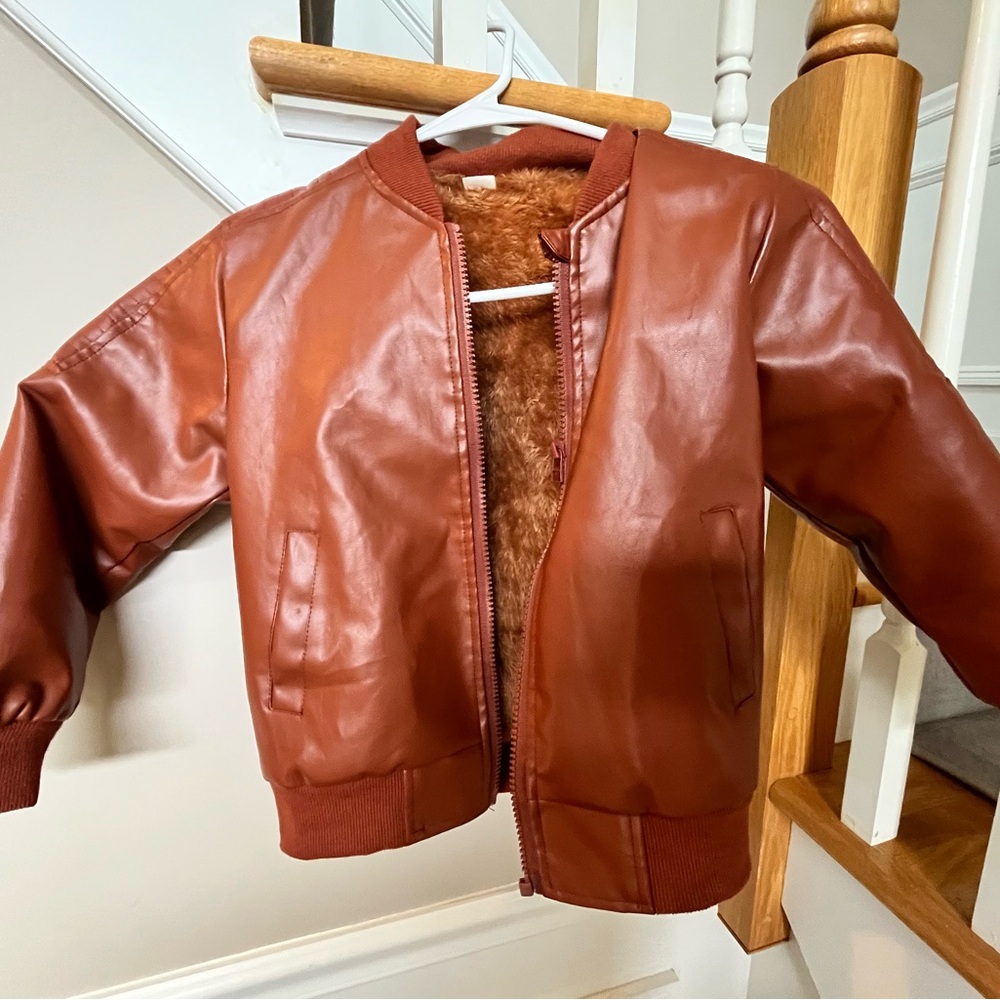 Boys’ Leather Look Bomber Jacket- similar to Guess